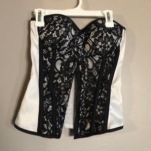 Black and white lace corset
